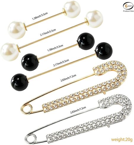 6PCS Women's Brooch Set- Imitation Pearl & Crystal Shawl Clips, Non-Slip Sweater Pins for Women's Clothing, Scarves and Cardigans in Saudi Arabia