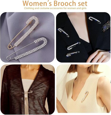 6PCS Women's Brooch Set- Imitation Pearl & Crystal Shawl Clips, Non-Slip Sweater Pins for Women's Clothing, Scarves and Cardigans in Saudi Arabia