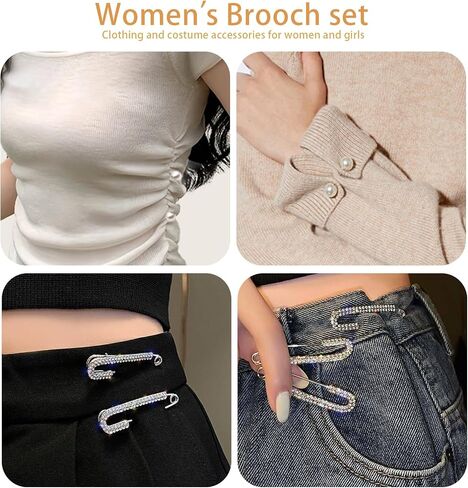 6PCS Women's Brooch Set- Imitation Pearl & Crystal Shawl Clips, Non-Slip Sweater Pins for Women's Clothing, Scarves and Cardigans in Saudi Arabia