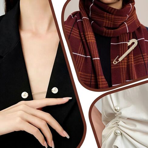 6PCS Women's Brooch Set- Imitation Pearl & Crystal Shawl Clips, Non-Slip Sweater Pins for Women's Clothing, Scarves and Cardigans in Saudi Arabia
