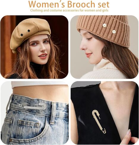 6PCS Women's Brooch Set- Imitation Pearl & Crystal Shawl Clips, Non-Slip Sweater Pins for Women's Clothing, Scarves and Cardigans in Saudi Arabia