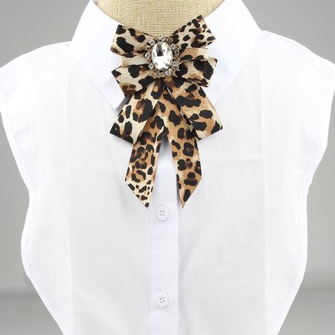 Leopard Print Bow Ties for Women Ladies Rhinestone Crystal Pre-Tied Clip on Bow Ties Personalized Punk Brooch Accessories for Suit Tuxedo Vest Shirt Uniform Wedding Party in Kuwait