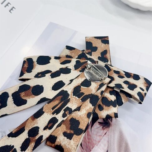 Leopard Print Bow Ties for Women Ladies Rhinestone Crystal Pre-Tied Clip on Bow Ties Personalized Punk Brooch Accessories for Suit Tuxedo Vest Shirt Uniform Wedding Party in Kuwait