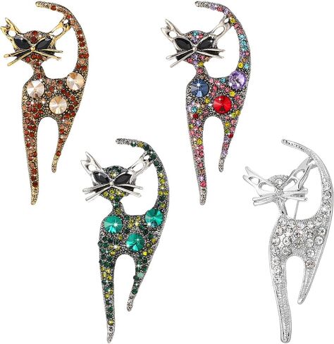 Highergo 4 Pcs Vintage Rhinestone Brooch Pin for Women Fashion Cute Colorful Crystal Brooches Lapel Pins Retro Aesthetic Jewelry for Girls Hats Collars Dress Birthday Party Jewelry Souvenir in Kuwait