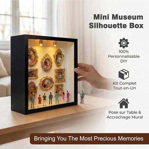 DIY Mini Museum Silhouette Box, Personalized Shadow Box Frame with Gold Mini Frames & Figurines for Wedding Anniversary Birthday Gifts in Saudi Arabia