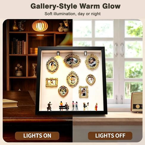 DIY Mini Museum Silhouette Box, Personalized Shadow Box Frame with Gold Mini Frames & Figurines for Wedding Anniversary Birthday Gifts in Saudi Arabia