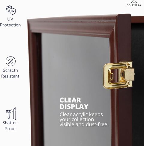 Pin Display Case – 19" X 14" Wooden Shadow Box Frame with Lockable Acrylic Door and Black Felt Backing for Enamel Pins, Badges & Medals in Saudi Arabia