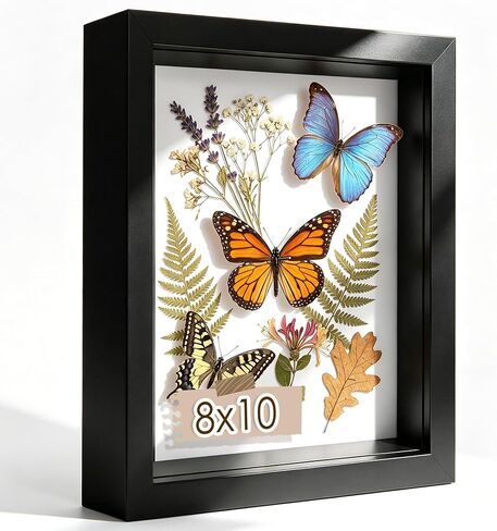 Picrit 8.5x11 إطار صندوق الظل، صندوق عرض مع زجاج حقيقي عالي الوضوح وظهر أسود للتذكارات، ومستلزمات الأطفال، وذكريات الزفاف، والحرف اليدوية، والتذاكر والصور، أسود in Kuwait