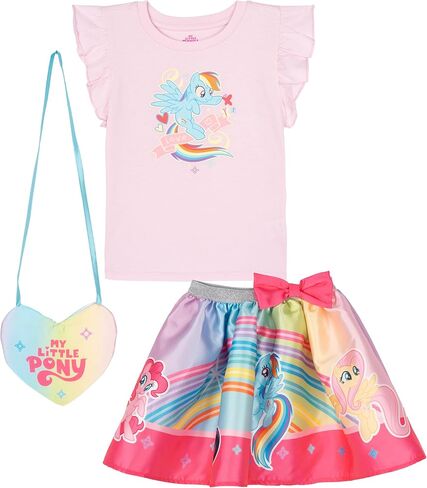 My Little Pony Girls Tank Top, Satin Skirt and Bag 3 Piece Outfit Set Toddler to Big Kid Sizes (2T - 10-12) in Kuwait