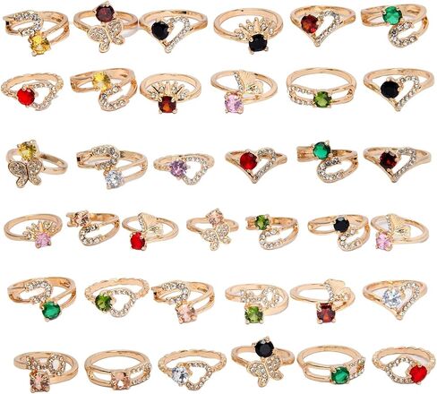 50PCS Bulk Rings Wholesale Items for Resale,Colorful Birthday Stone Jewelry for Women in Saudi Arabia