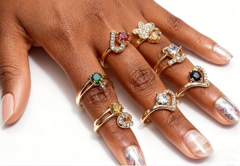 50PCS Bulk Rings Wholesale Items for Resale,Colorful Birthday Stone Jewelry for Women in Saudi Arabia