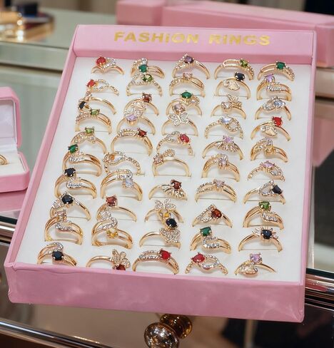 50PCS Bulk Rings Wholesale Items for Resale,Colorful Birthday Stone Jewelry for Women in Saudi Arabia