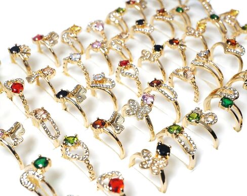 50PCS Bulk Rings Wholesale Items for Resale,Colorful Birthday Stone Jewelry for Women in Saudi Arabia