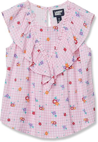 Lands' End Girls Breezy V-Neck Ruffle Top in Kuwait