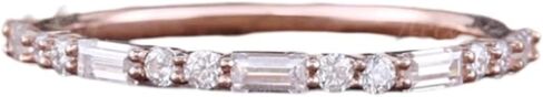 Sterling Silver Baguette-Cut Vintage Half Eternity Stacking Ring For Women in Kuwait