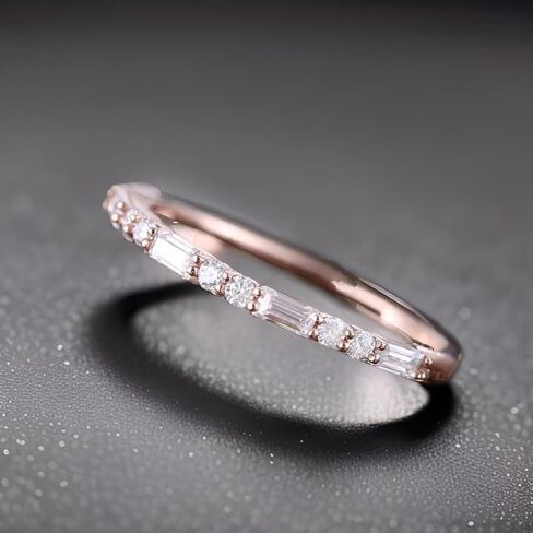 Sterling Silver Baguette-Cut Vintage Half Eternity Stacking Ring For Women in Kuwait
