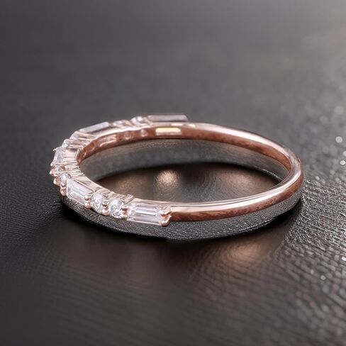 Sterling Silver Baguette-Cut Vintage Half Eternity Stacking Ring For Women in Kuwait