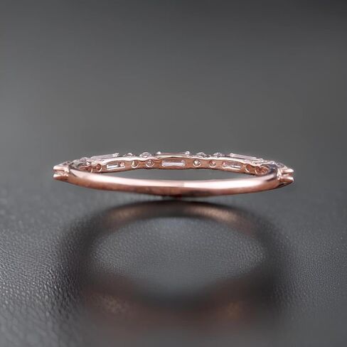 Sterling Silver Baguette-Cut Vintage Half Eternity Stacking Ring For Women in Kuwait