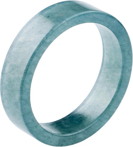 Genuine Jadeite Jade Ring – Icy Green Natural Jade Band, Polished Minimalist Everyday Stackable Statement Ring, Flat Plain Ring in Kuwait