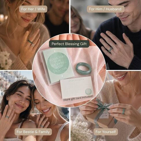 Genuine Jadeite Jade Ring – Icy Green Natural Jade Band, Polished Minimalist Everyday Stackable Statement Ring, Flat Plain Ring in Kuwait