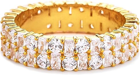 STORYJEWELLERY عصابات الزفاف المطلية بالذهب للنساء، حلقات الخلود للنساء، خاتم زفاف مكعب زركونيا للسفر، خواتم الخلود مطلية بالذهب عيار 18 قيراط in Kuwait