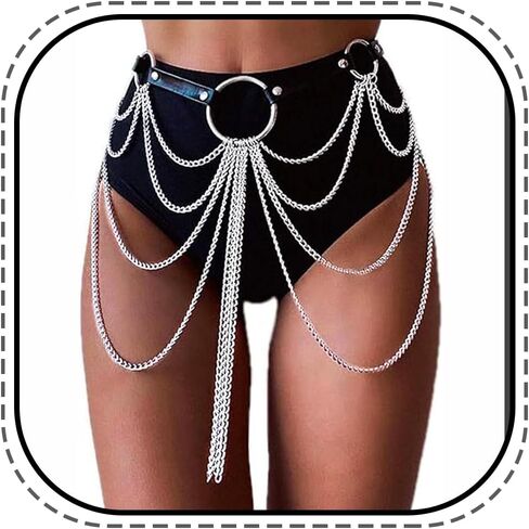 Leather Waist Chain Belt Goth Waist Belt Fashion Rave Accessories for Women in Saudi Arabia