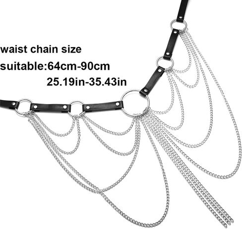 Leather Waist Chain Belt Goth Waist Belt Fashion Rave Accessories for Women in Saudi Arabia