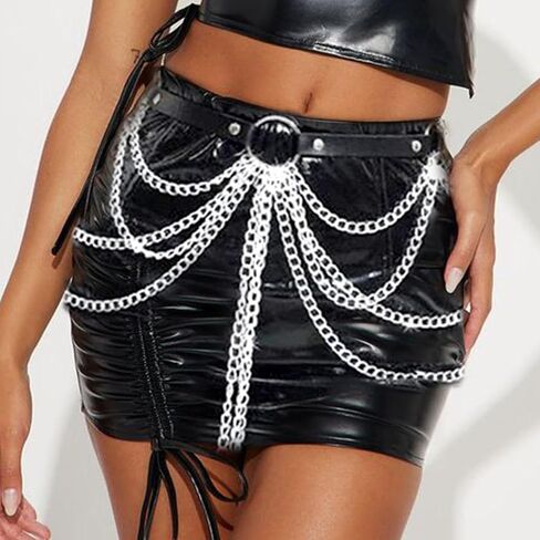 Leather Waist Chain Belt Goth Waist Belt Fashion Rave Accessories for Women in Saudi Arabia