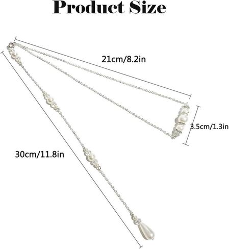 Elegant Pearl Back Chain Silver Crystal Back Drop Necklace Long Pearl Body Chain Wedding Backdrop Necklace Chain Summer Beach Body Jewelry for Women Backless Off-shoulder Dressing in Saudi Arabia