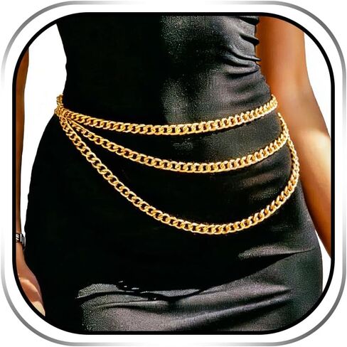 YONAMIX Gold Belt Fashion Waist Chain Accessories for Women | Adjustable Belly Chain Layered Body Chains in Saudi Arabia