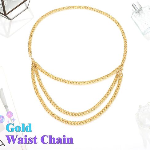 YONAMIX Gold Belt Fashion Waist Chain Accessories for Women | Adjustable Belly Chain Layered Body Chains in Saudi Arabia