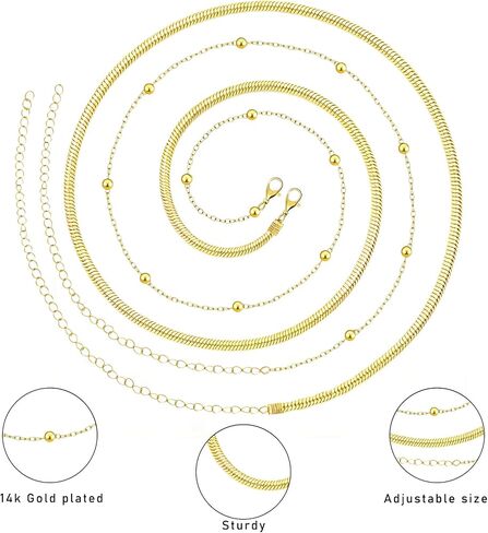 NEWITIN 4 Pieces Waist Chain for Women Gold Plated Adjustable Belly Chain Dainty Layered Summer Beach Body Chains Sexy Bikini Body Chains Jewelry Accessories for Women in Kuwait