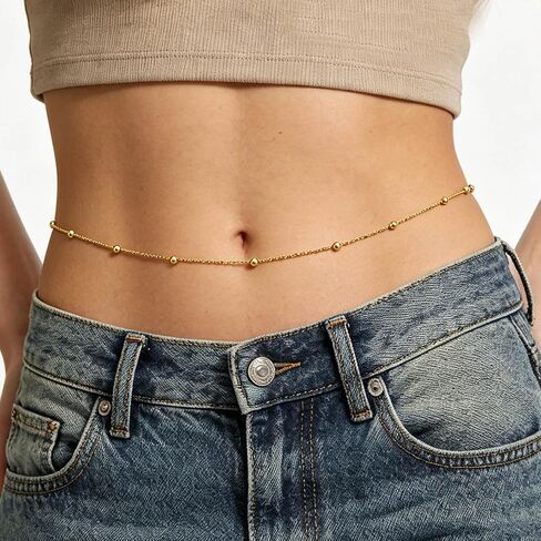 NEWITIN 4 Pieces Waist Chain for Women Gold Plated Adjustable Belly Chain Dainty Layered Summer Beach Body Chains Sexy Bikini Body Chains Jewelry Accessories for Women in Kuwait