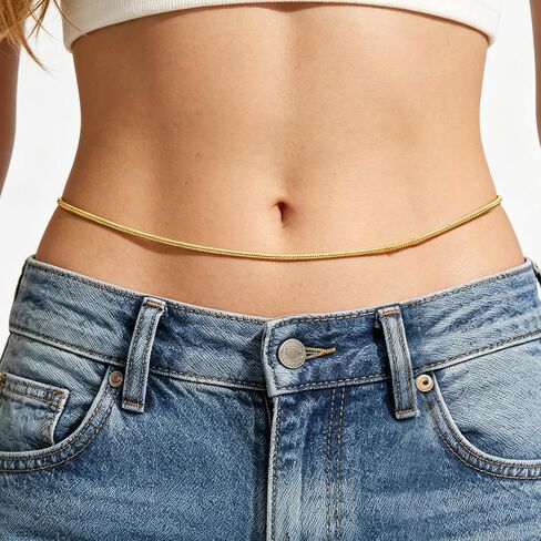 NEWITIN 4 Pieces Waist Chain for Women Gold Plated Adjustable Belly Chain Dainty Layered Summer Beach Body Chains Sexy Bikini Body Chains Jewelry Accessories for Women in Kuwait