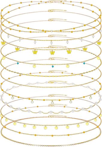 NEWITIN 4 Pieces Waist Chain for Women Gold Plated Adjustable Belly Chain Dainty Layered Summer Beach Body Chains Sexy Bikini Body Chains Jewelry Accessories for Women in Kuwait