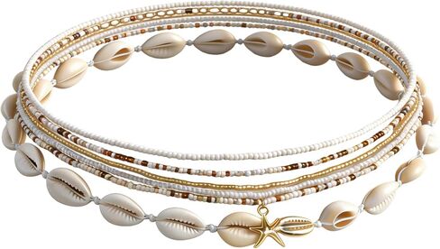 Sucrain Waist Beads for Women Summer Beach Coloful Beads Waist Chain Jewelry Sets Multi-layered Beaded Belly Body Chain Bikini Sexy Shell Body Accessories in Kuwait