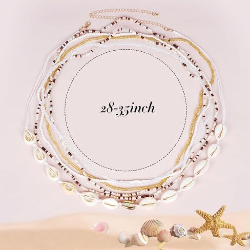 Sucrain Waist Beads for Women Summer Beach Coloful Beads Waist Chain Jewelry Sets Multi-layered Beaded Belly Body Chain Bikini Sexy Shell Body Accessories in Kuwait