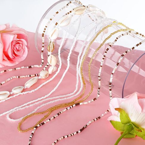 Sucrain Waist Beads for Women Summer Beach Coloful Beads Waist Chain Jewelry Sets Multi-layered Beaded Belly Body Chain Bikini Sexy Shell Body Accessories in Kuwait