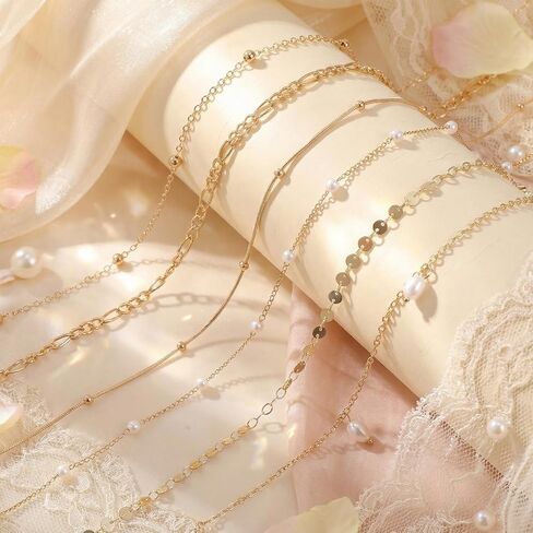 Nogeqi 6 Pcs Belly Chains for Women, 3 Styles Boho Body Chain with Pearl, Adjustable Gold Waist Chain,Body Jewelry for Women Backless Dress Trendy Sexy Beach Accessories in Kuwait
