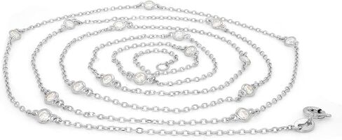 SAVEARTH DIAMONDS Body Waist Chain 2.9MM Round Cut Moissanite Diamond Lab Created Bezel Set Station Minimalist In 14k Gold Over Sterling Silver Jewelry 30'' To 36" in Kuwait