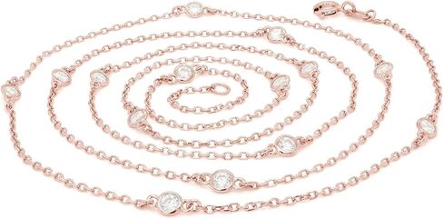 SAVEARTH DIAMONDS Body Waist Chain 2.9MM Round Cut Moissanite Diamond Lab Created Bezel Set Station Minimalist In 14k Gold Over Sterling Silver Jewelry 30'' To 36" in Kuwait