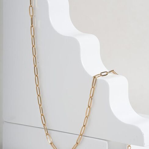 Vyore 18K Gold Plated Paperclip Chain Necklace for Women, 16 In Link Chain | 316L stainless steel, tarnish-free & waterproof. Bold paperclip link chain, 16 in, secure lobster clasp. Gift-ready. in Kuwait