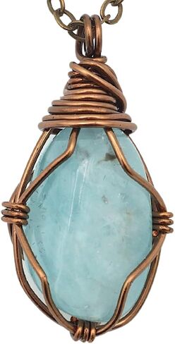 Designs by Nature Gems Handcrafted Birthstone Necklace, Antique Bronze Pendant Necklace with Copper Wire Wrapped Gemstone, 24 Inch Chain in Saudi Arabia