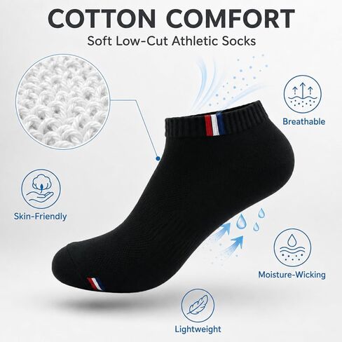 Men's Ankle Socks 6 Pack Low Cut Breathable Cotton Casual Socks Moisture Wicking Athletic Running Socks for Daily Wear in Kuwait
