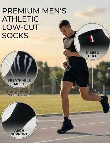 Men's Ankle Socks 6 Pack Low Cut Breathable Cotton Casual Socks Moisture Wicking Athletic Running Socks for Daily Wear in Kuwait