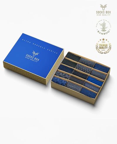 Mens Ankle Socks, Premium Quality Bamboo Rayon Ankle Socks, Patterned, 15 Pairs, Gift Box, MA1501 in Saudi Arabia