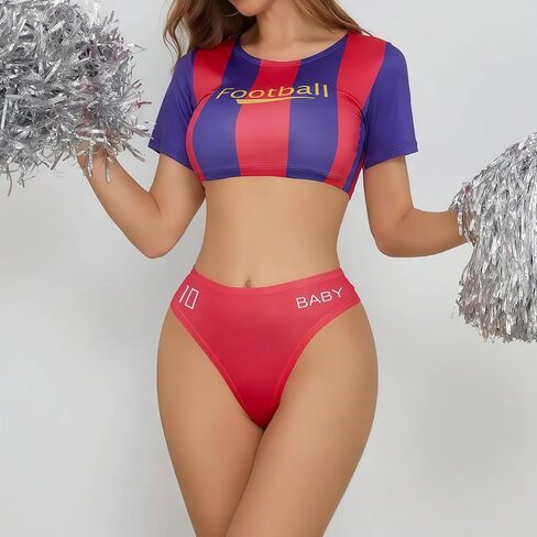 SugarPaper SuPa Sexy Cheerleader Lingerie Cosplay Football Costume Uniform Top with Thong in Saudi Arabia