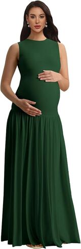 Satin Maternity Photoshoot Dress Sleeveless Pleated Baby Shower Dresses in Kuwait