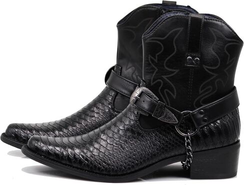 Enzo Romeo EZJ Men's Western Cowboy Motorcycle Ankle Boots with Alligator Prints in Kuwait