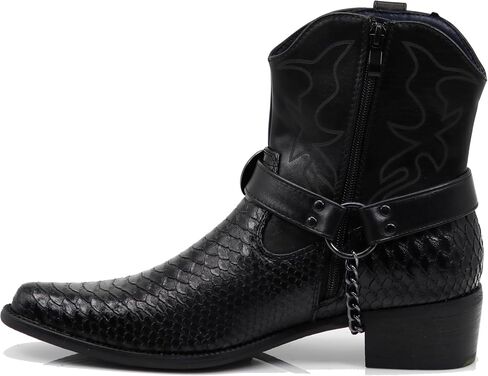 Enzo Romeo EZJ Men's Western Cowboy Motorcycle Ankle Boots with Alligator Prints in Kuwait